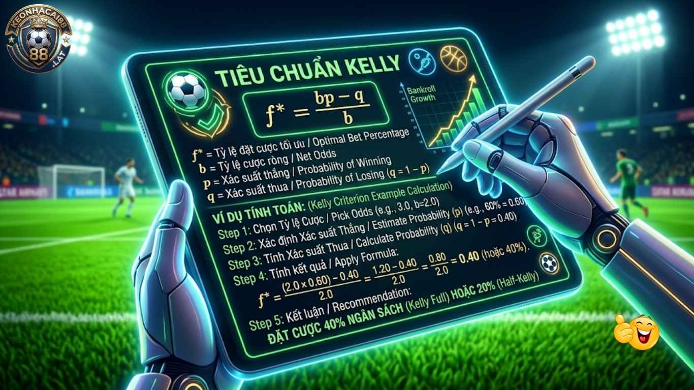 Công thức Kelly giúp tối ưu hóa lợi nhuận dựa trên tỷ lệ. Công thức Kelly giúp tối ưu hóa lợi nhuận dựa trên tỷ lệ.